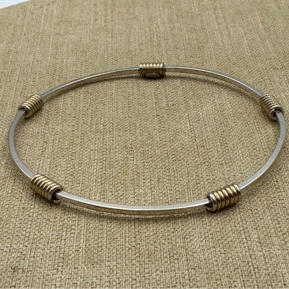 Sophisticated Carl art Sterling Silver and Gold tone bangleBracelet - Picture 4 of 6